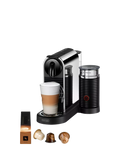 CitiZ Platinum Coffee Pod Machine with Aeroccino Milk Frother by De'Longhi, Platinum